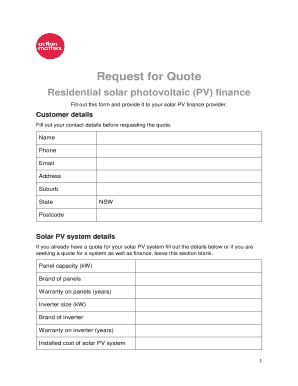 Request for Quote Solar PV Finance