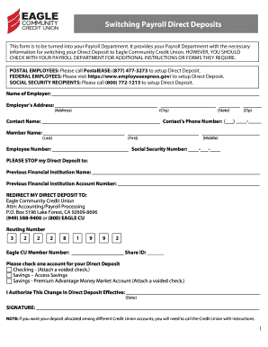 Switching Payroll Direct Deposit Form