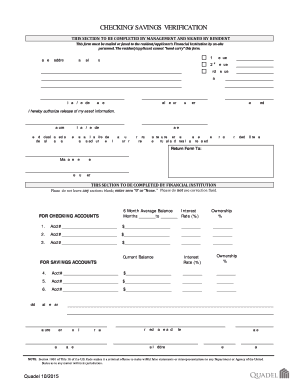 Checking/Savings Verification Form