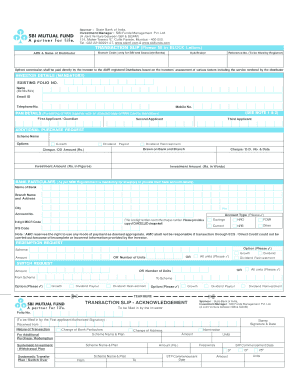 SBI Mutual Fund Transaction Slip
