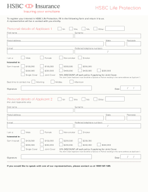 HSBC Life Protection Application Form