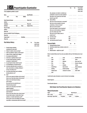 Preparticipation Physical Examination Form