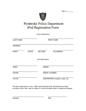 iPod Registration Form