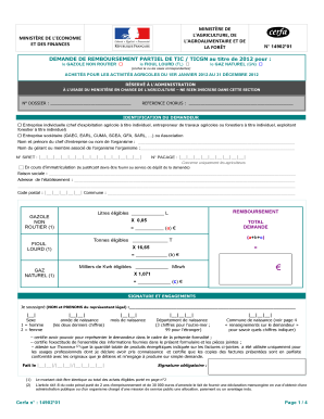 Demande de remboursement partiel de TIC / TICGN