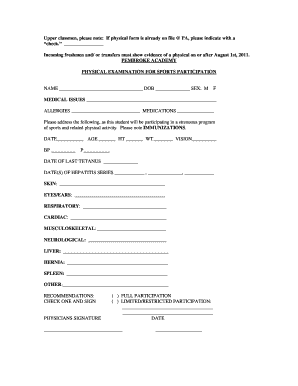 Physical Examination for Sports Participation