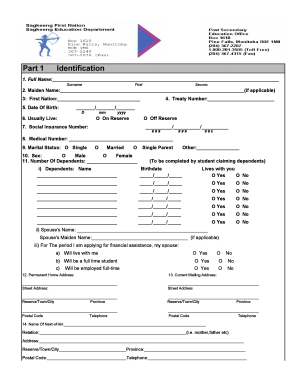 Student Financial Assistance Application Form