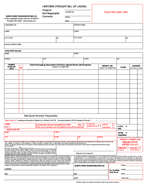 Uniform Straight Bill of Lading