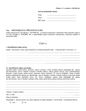 Czech Building Usage Notification Form