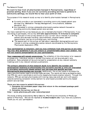 Pennsylvania Pharmacist Practice Network Survey