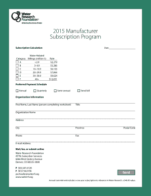 Water Research Foundation Subscription Form