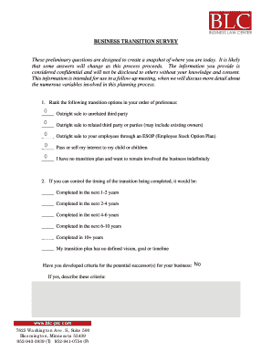 Business Transition Survey Form