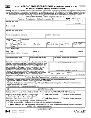 Canadian Passport Renewal Application