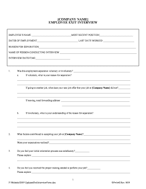 Employee Exit Interview Form