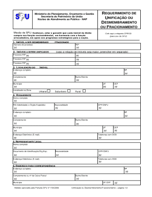 Requerimento de Unificação ou Desmembramento