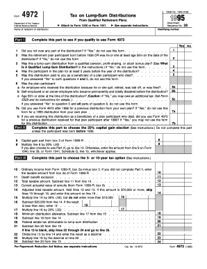 Form 4972 Tax on Lump-Sum Distributions