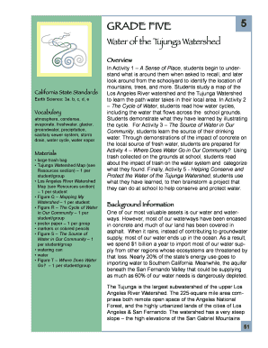 Grade 5 Water of the Tujunga Watershed Lesson Plan