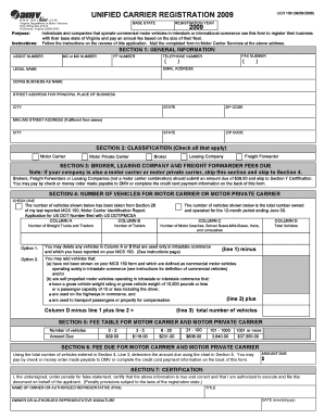 Unified Carrier Registration Form 2009