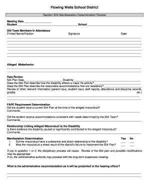 Section 504 Manifestation Determination Review Form