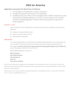 Blue Cross of California Health Insurance Application
