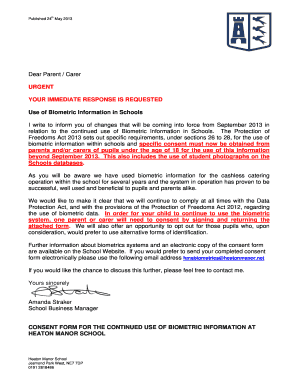 Biometric Consent Form for School Use