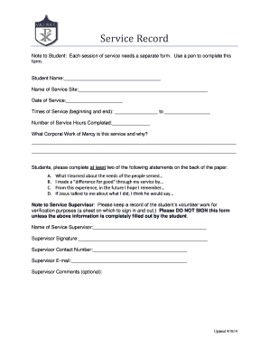 Service Record Form