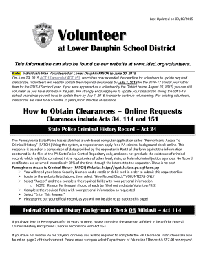 Pennsylvania Volunteer Clearance Form