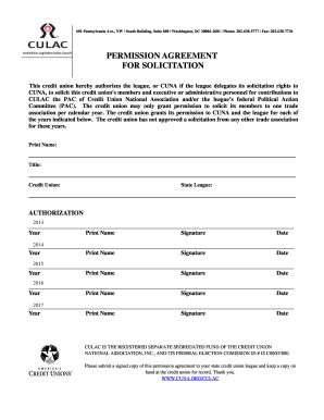 Permission Agreement for Solicitation