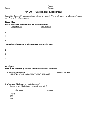 Pop Art Warhol Soup Cans Critique Form