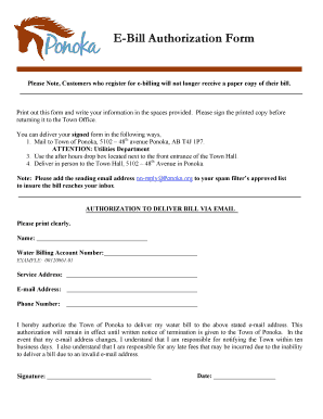 E-Bill Authorization Form