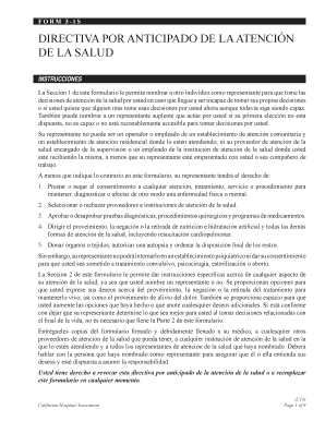 DIRECTIVA POR ANTICIPADO DE LA ATENCIÓN DE LA SALUD