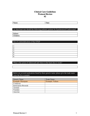 Clinical Care Guidelines Protocol Review