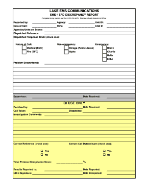 EMS Discrepancy Report