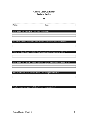 Clinical Care Guidelines Protocol Review