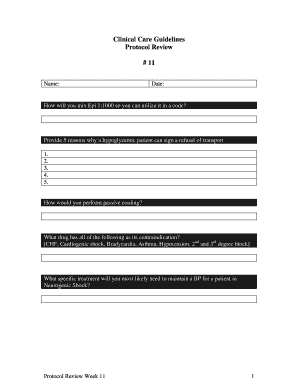 Clinical Care Guidelines Protocol Review