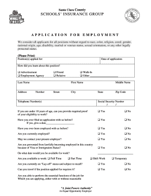 Santa Clara County Schools Employment Application