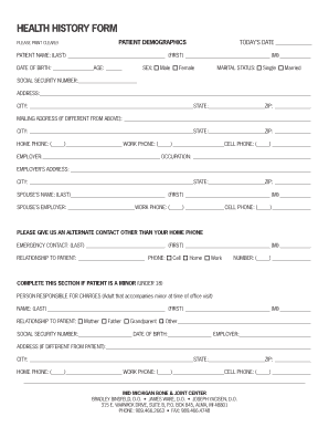 Health History Form