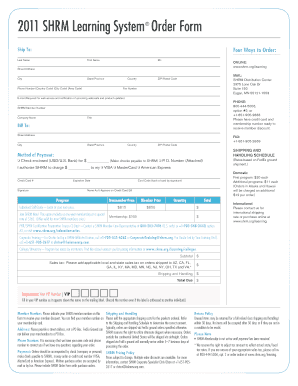 SHRM Learning System Order Form