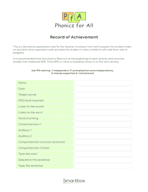 Student Progress Assessment Form