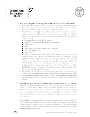 Highly Qualified Teacher Identification Form