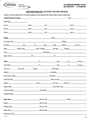 Court Appearance Surety Bond Application