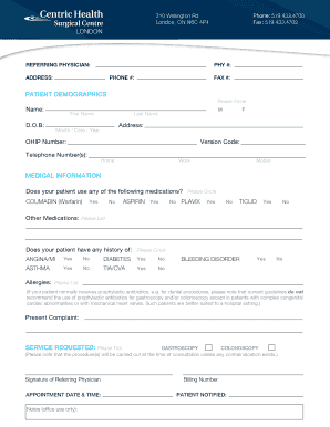 Patient Referral Form for Gastrointestinal Procedures