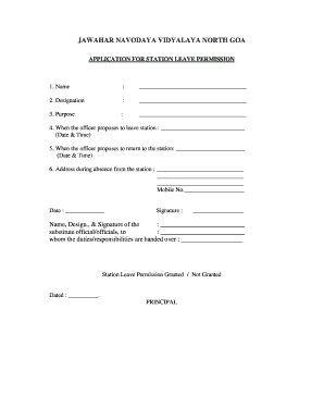 Application for leave from job - headquarter leave application