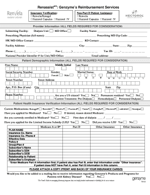 Genzyme Renal Patient Assistance Program Application