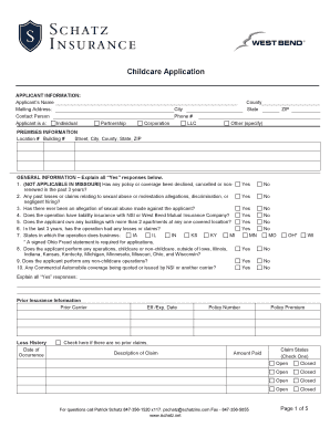 Childcare Liability Insurance Application
