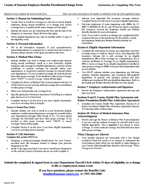 Sonoma County Employee Benefits Enrollment Form