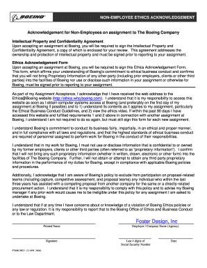 Boeing Non-Employee Ethics Acknowledgement Form