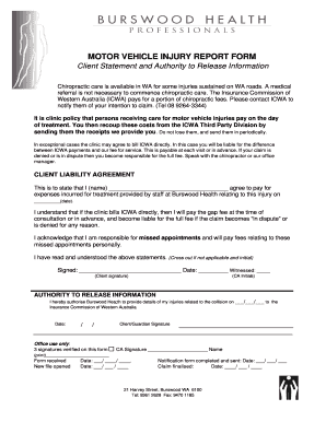 Motor Vehicle Injury Report Form