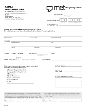 CaMLA Registration Form