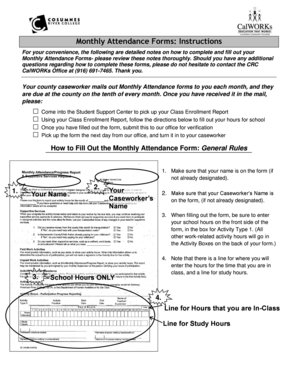 Monthly attendance register template - Monthly Attendance Forms Instructions - CRC - crc losrios