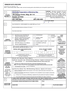 California Vendor Data Record Form 204